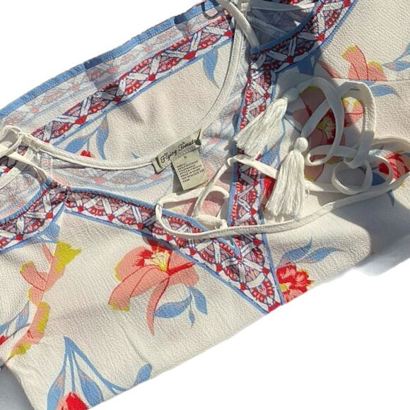 Cold Shoulder Tropical Top (White) - Picture 8 of 10